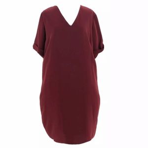NWT RALPH LAUREN Chiffon Bordeaux Red Shift Dress 14W XL XXL 0X 1X Plus
